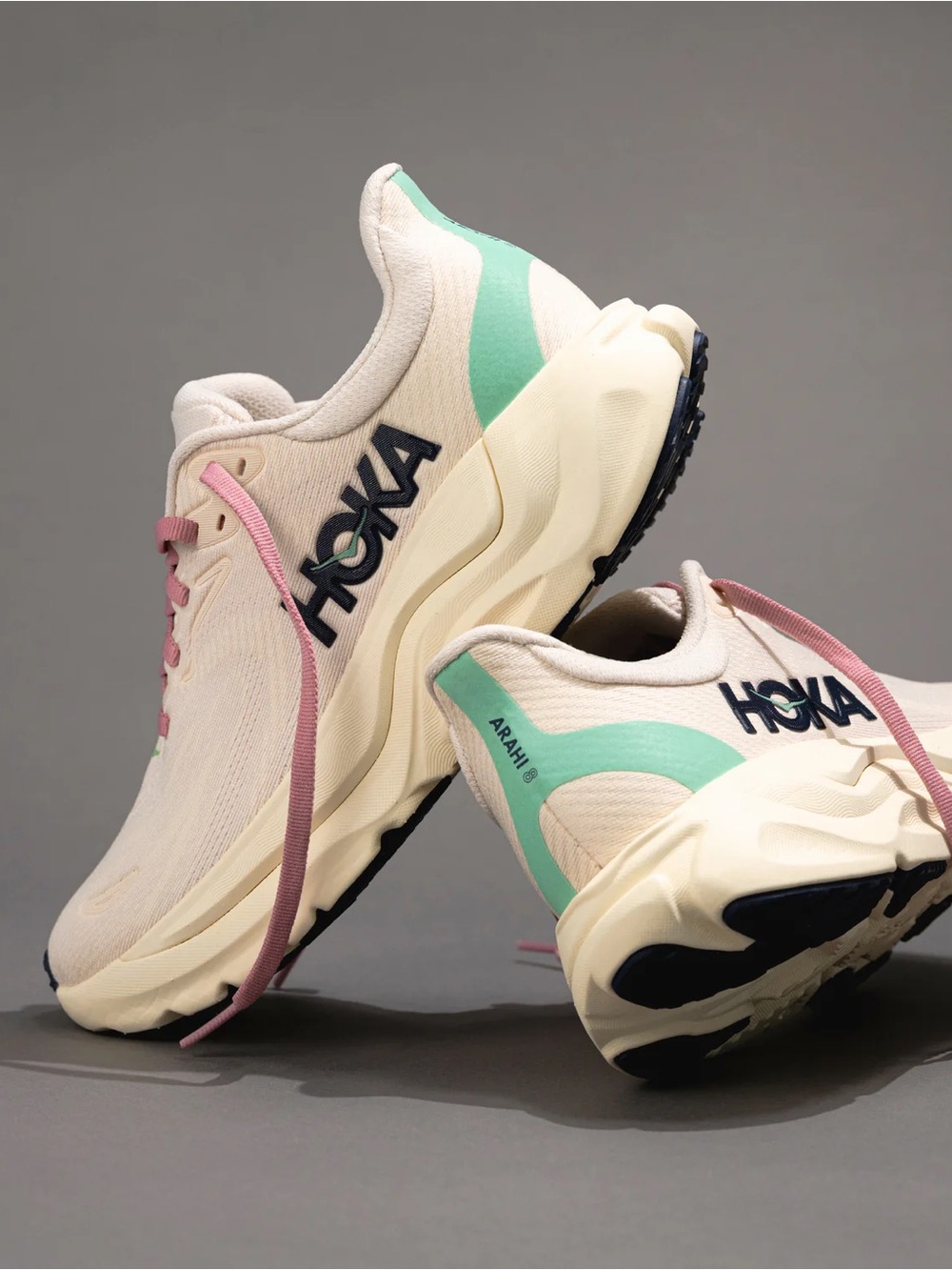 Hoka Women's Sneakers Cream Mint Pink